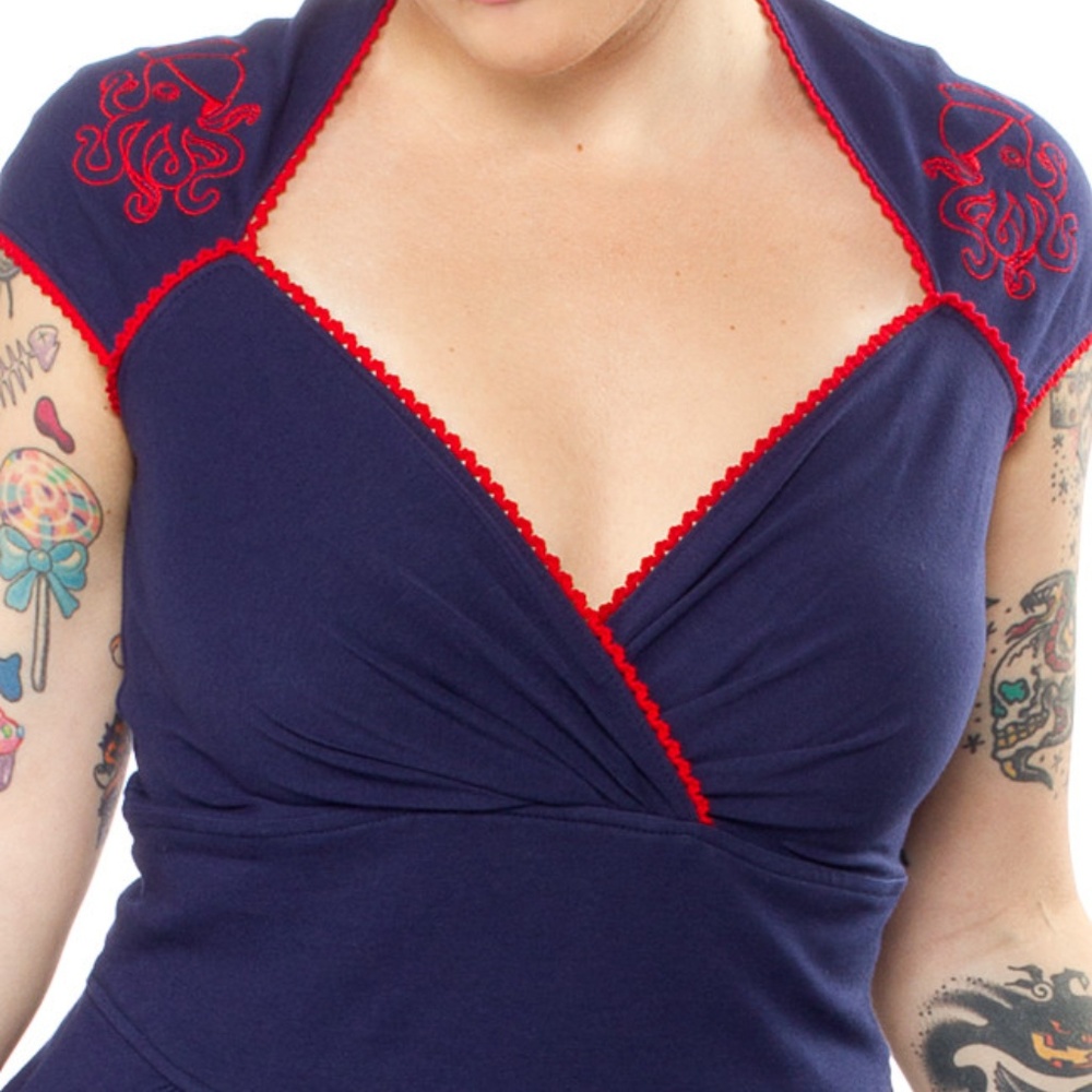 PinupCouture LusciousDress OctavioOctopus Navy/Red